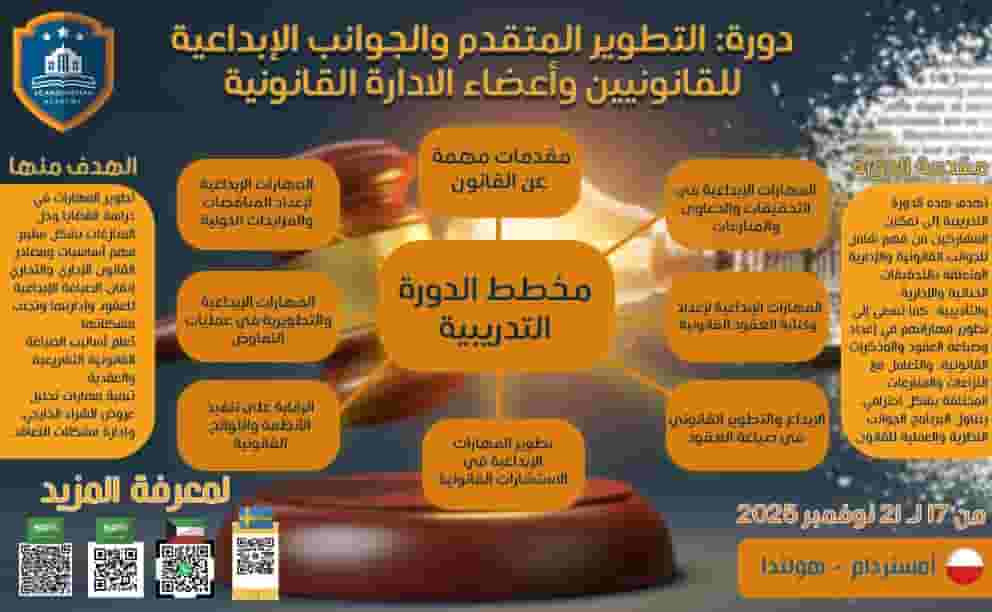 دورة تدريبية مميزة في تطوير الجوانب القانونية والإبداعية 
